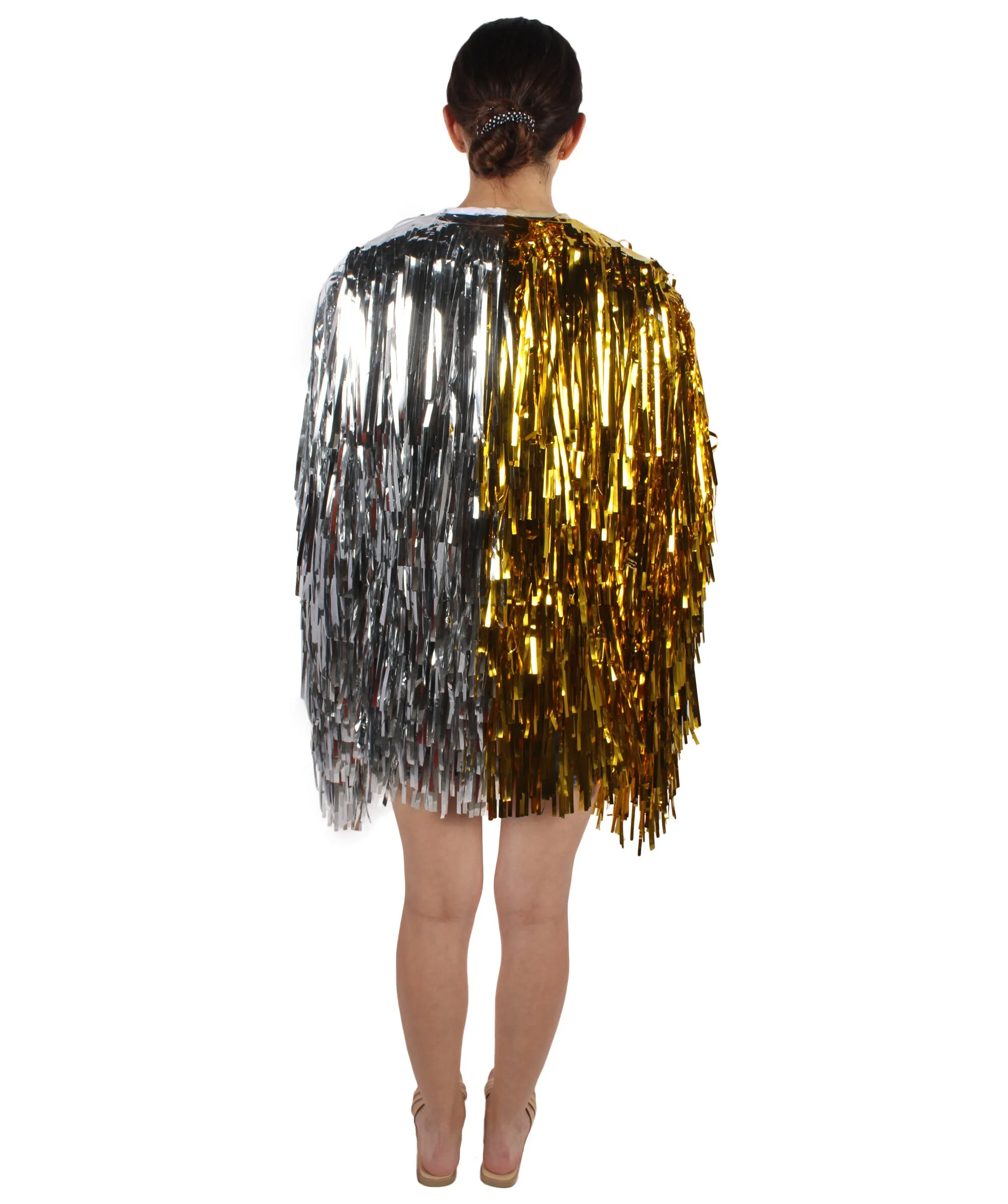 HPO Adult Unisex Carnival Two Tone Thick Tinsel Costume Jacket,multple color,Halloween and Cosplay, Flame-retardant Tinsel Material