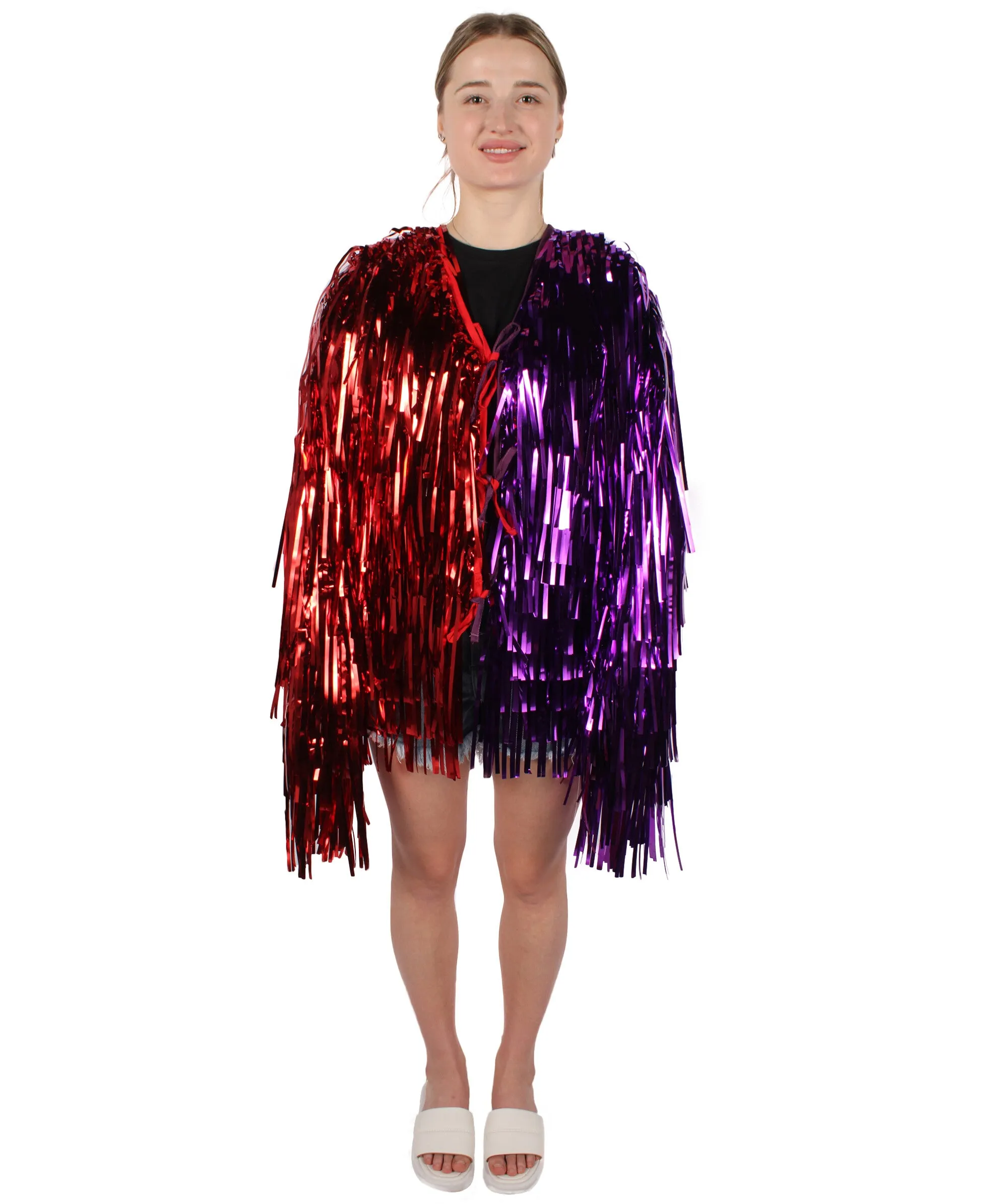 HPO Adult Unisex Carnival Two Tone Thick Tinsel Costume Jacket,multple color,Halloween and Cosplay, Flame-retardant Tinsel Material