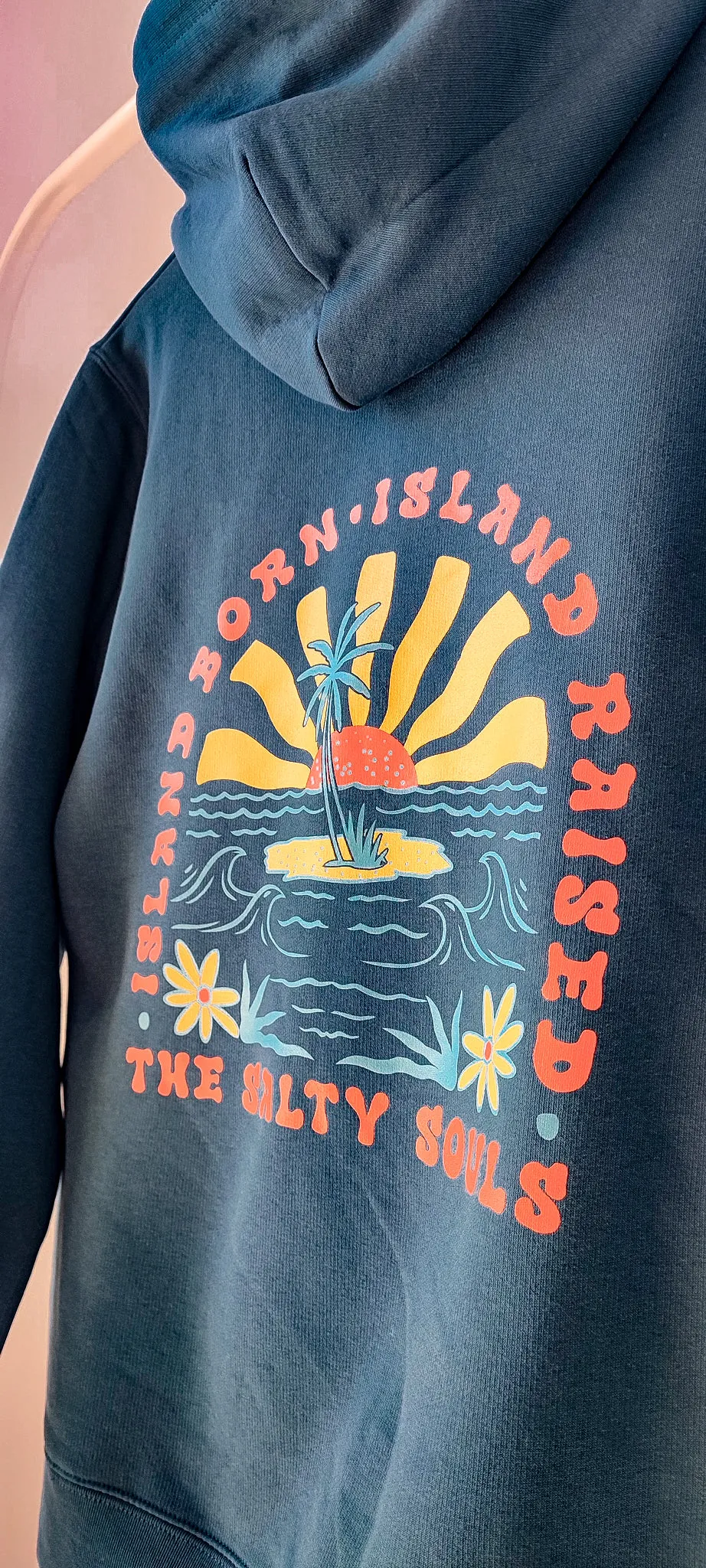 ISLAND BORN ISLAND RAISED ORGANIC HOODIE BLUE