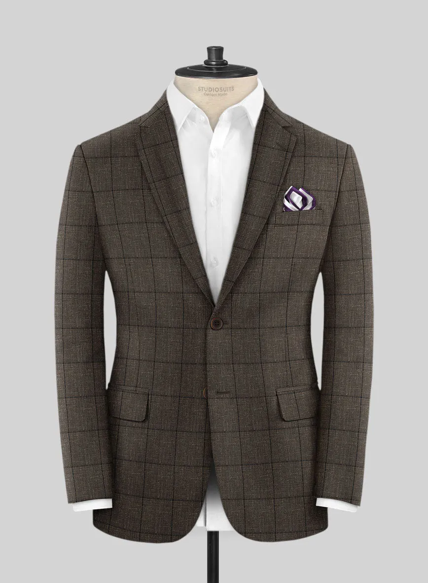 Italian Murano Paleno Brown Wool Linen Jacket