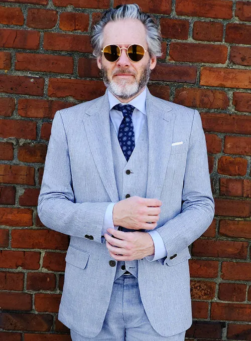 Italian Sky Blue Linen Jacket