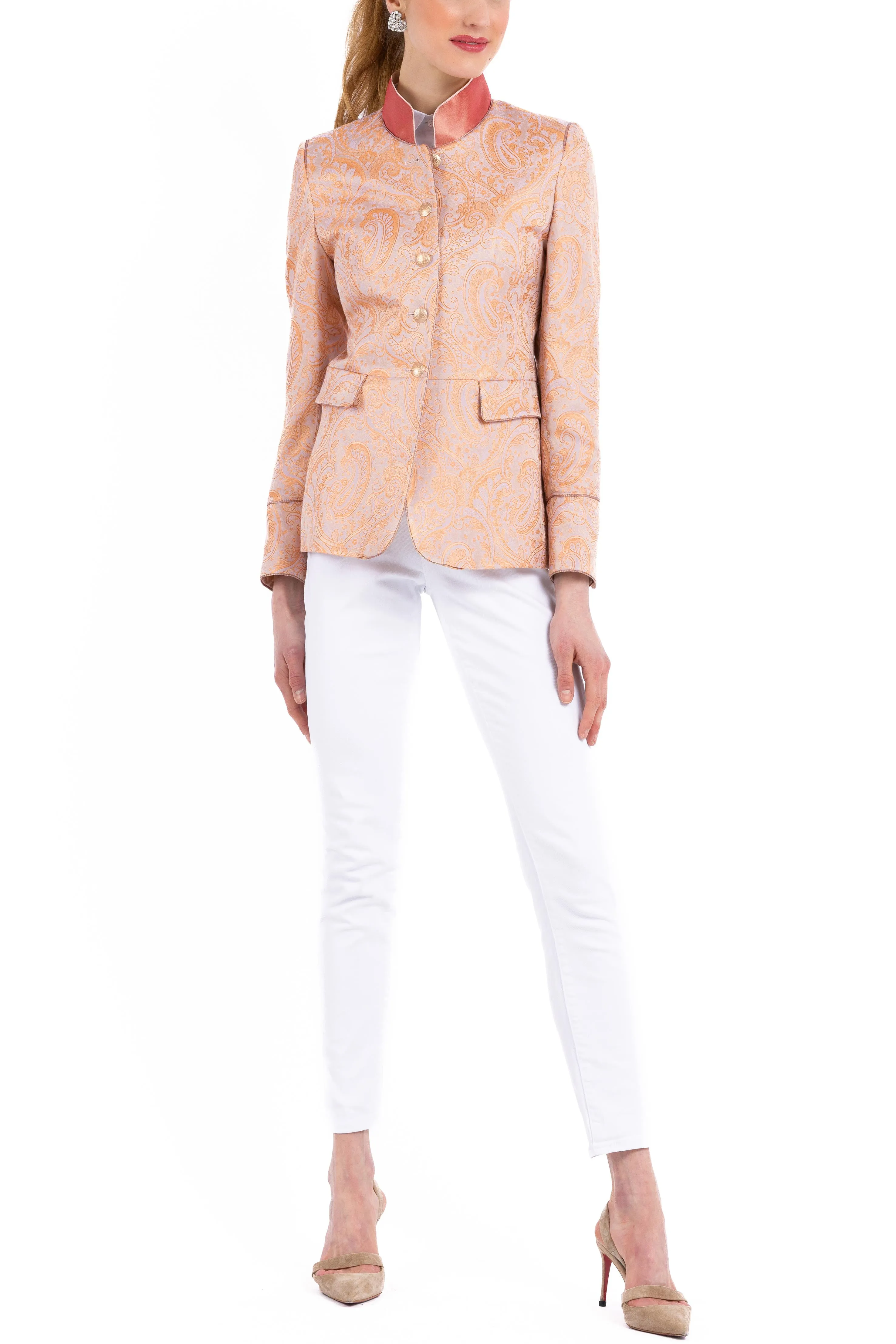 Jacket from lilac and orange Paisley-Jacquard