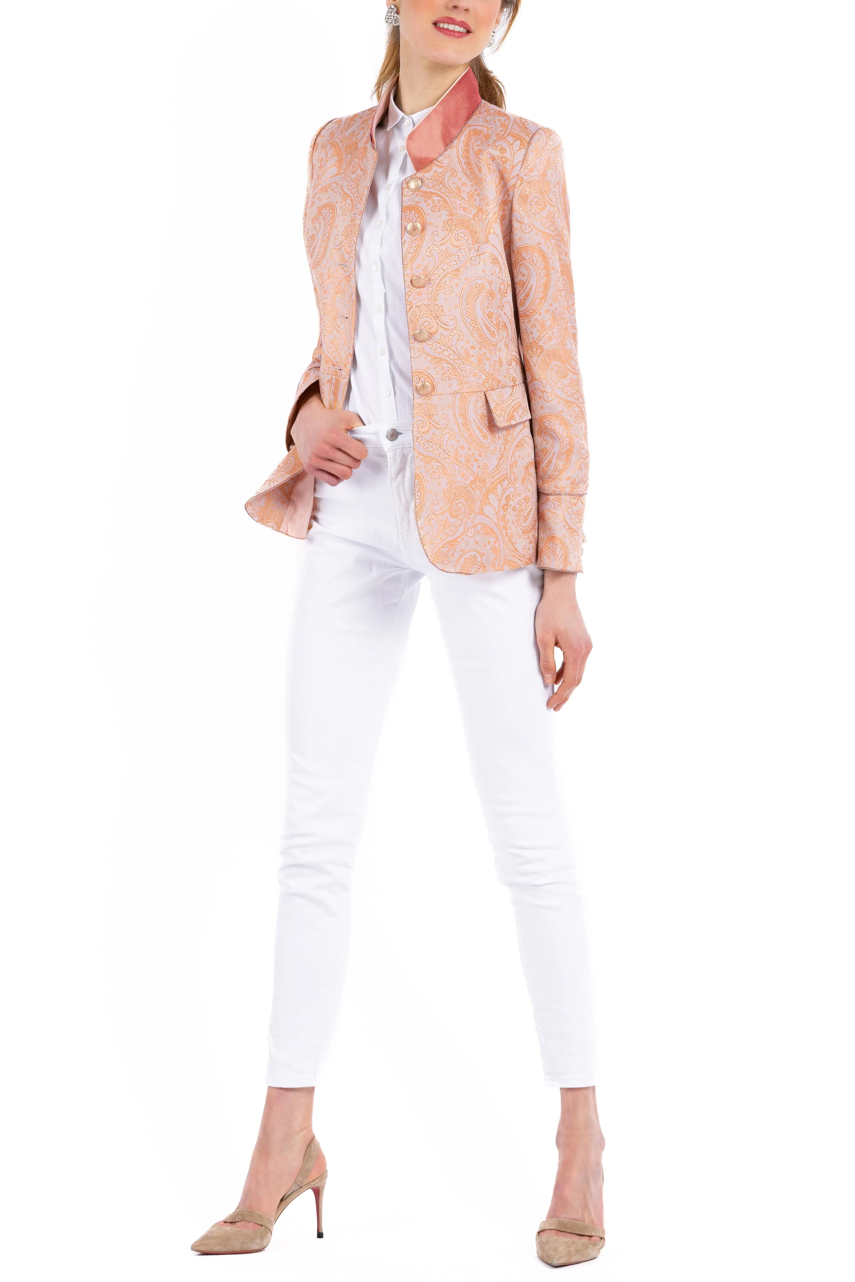 Jacket from lilac and orange Paisley-Jacquard