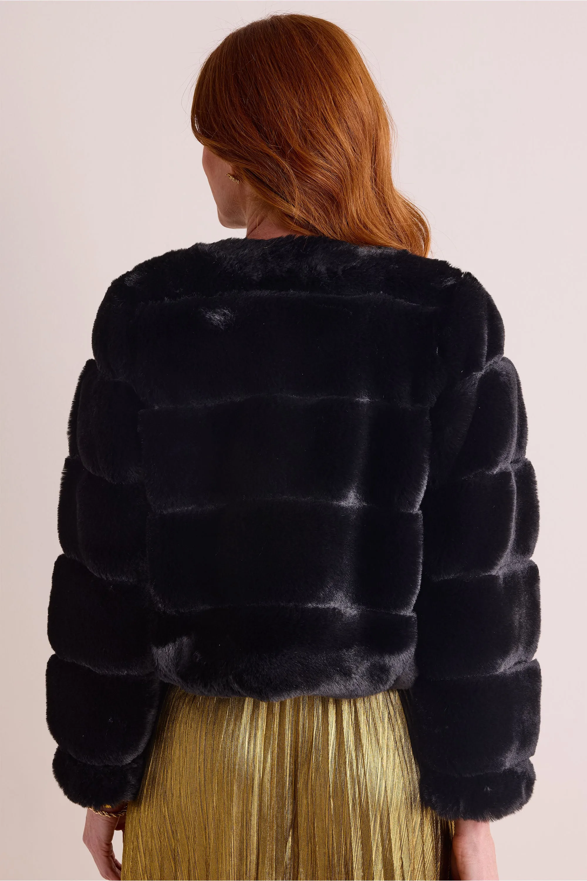 Janet Faux Fur Jacket- Black