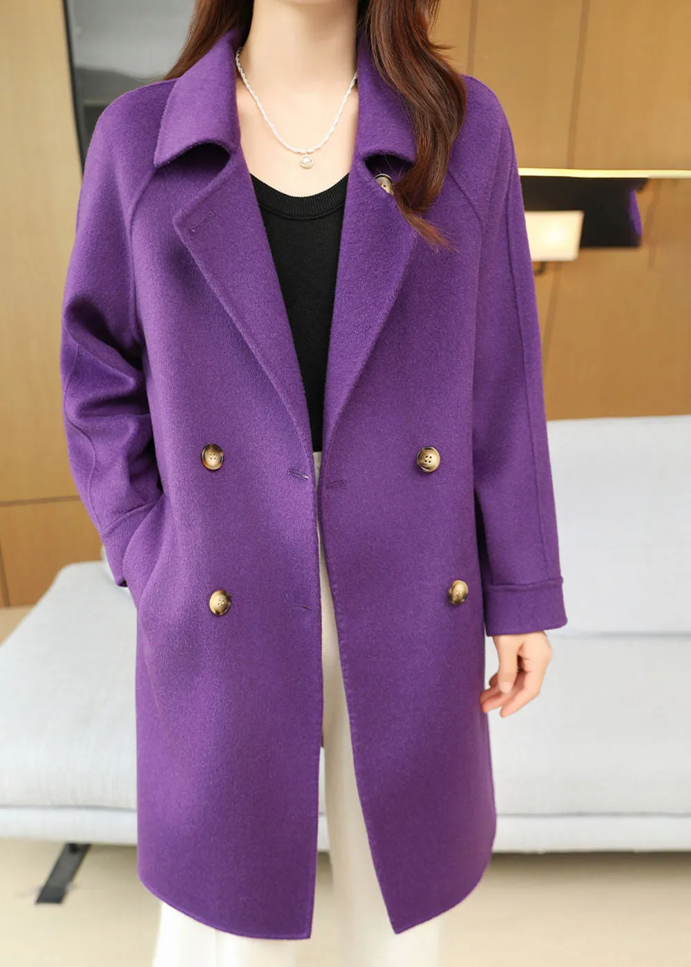 Karen Double Breasted Belted Virgin Wool Coat