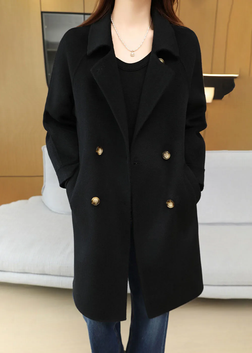 Karen Double Breasted Belted Virgin Wool Coat