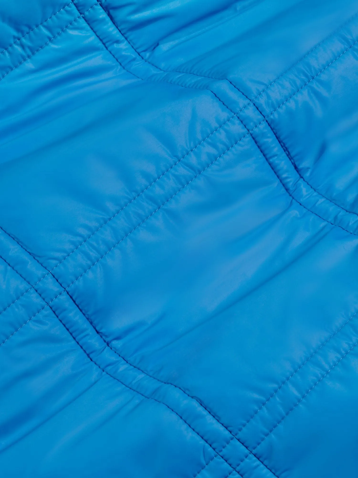 Kid’s Flower-Warmth Quilted Collarless Jacket—cerulean blue