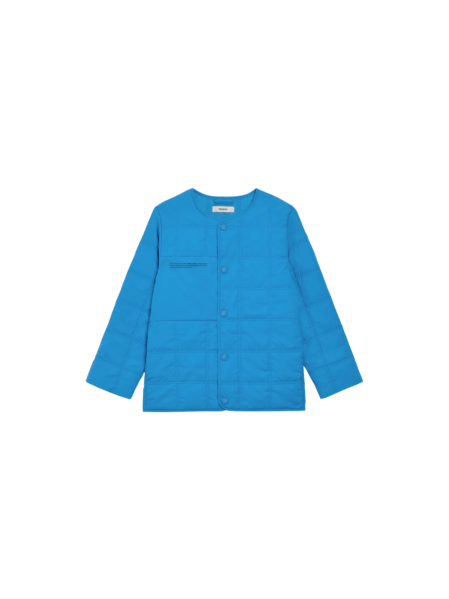 Kid’s Flower-Warmth Quilted Collarless Jacket—cerulean blue