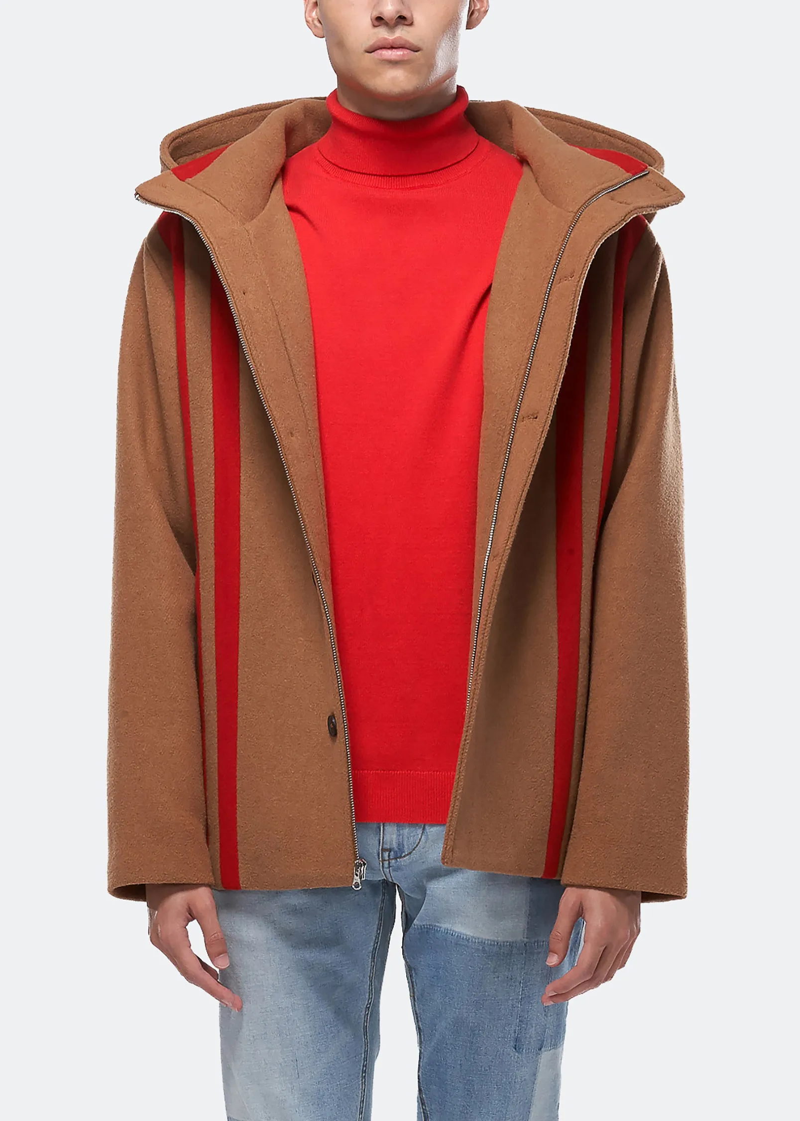 Konus Men's Wool Blend Hooded Coat in Camel