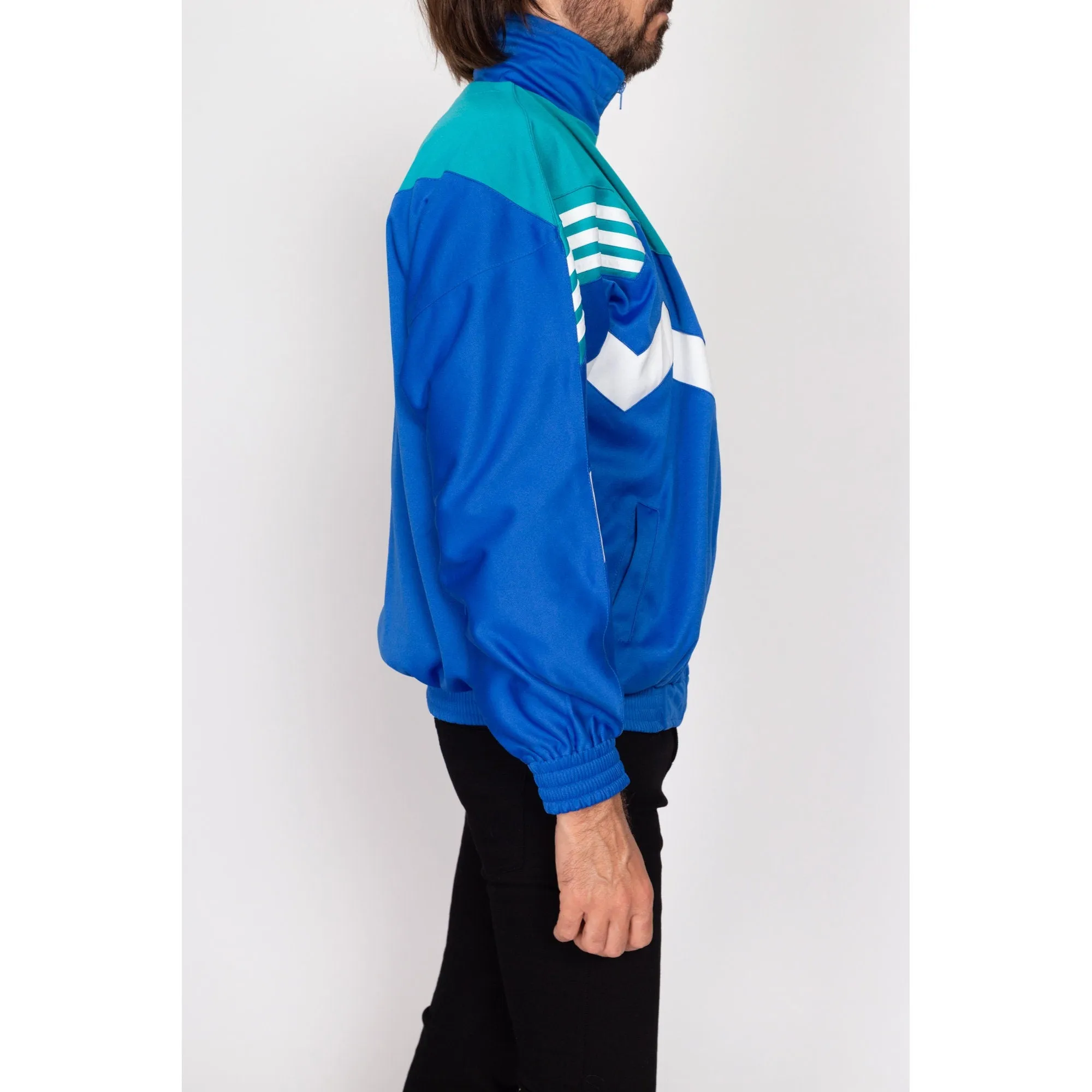 Large 90s Adidas Equipment Blue Color Block Track Jacket