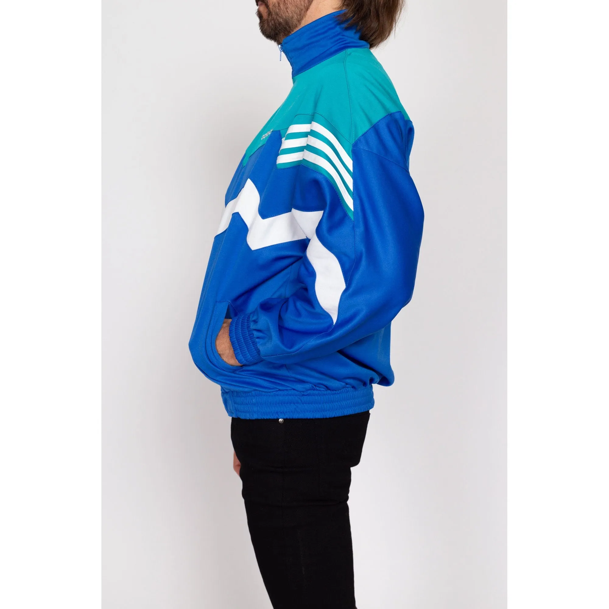 Large 90s Adidas Equipment Blue Color Block Track Jacket