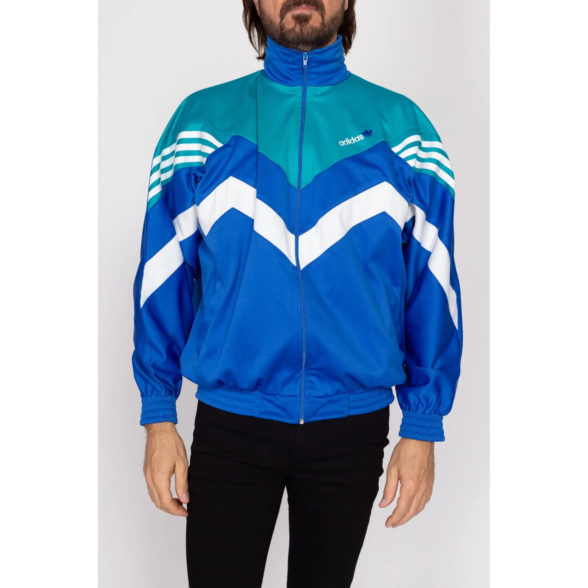 Large 90s Adidas Equipment Blue Color Block Track Jacket