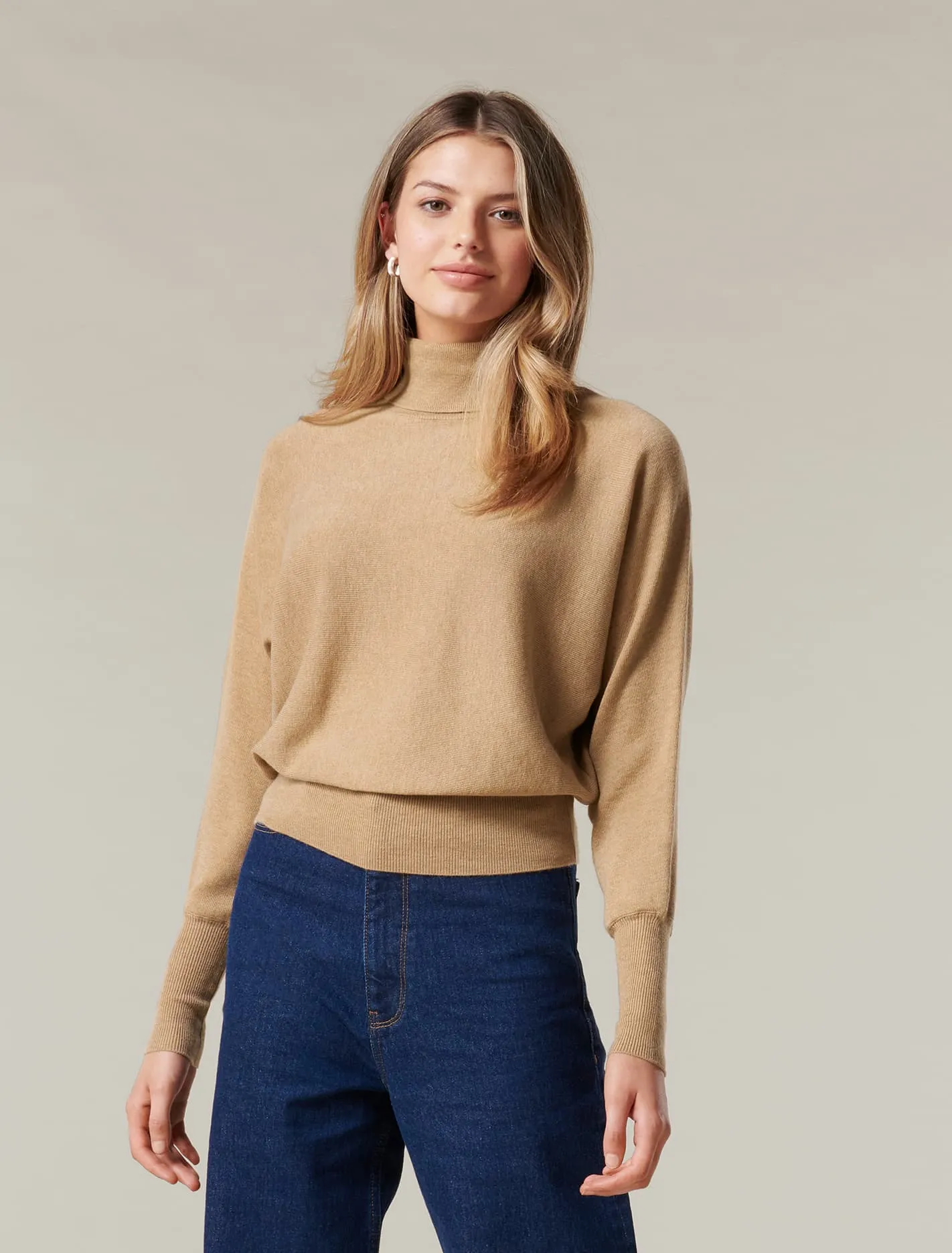 Layla Roll Neck Batwing Knit Jumper