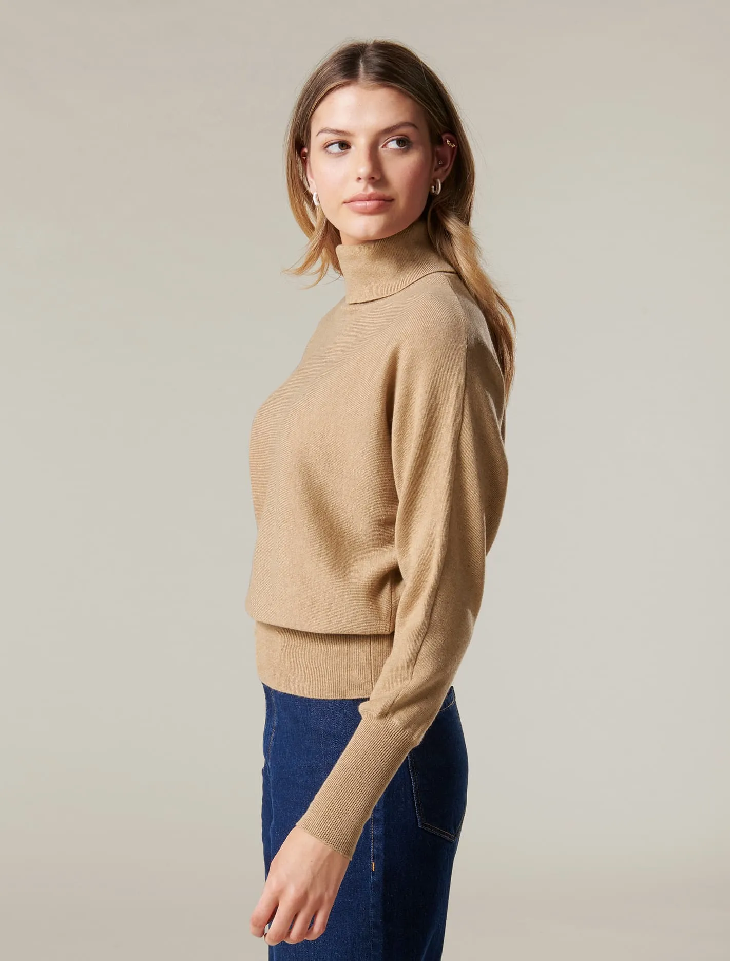 Layla Roll Neck Batwing Knit Jumper