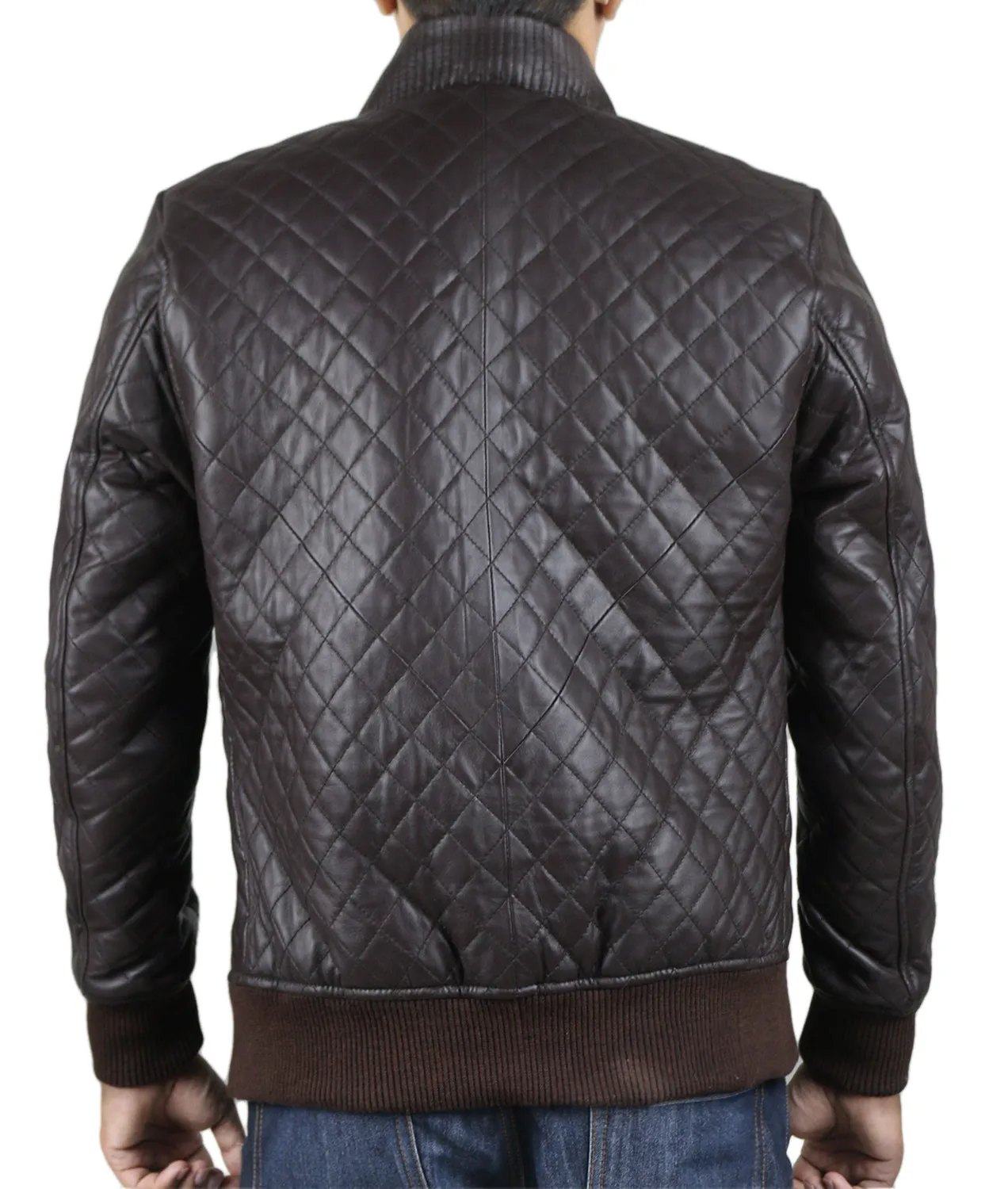 Leather Jackets Hub Mens Genuine Lambskin Leather Jacket (Black, Quilted Jacket) - 1801006