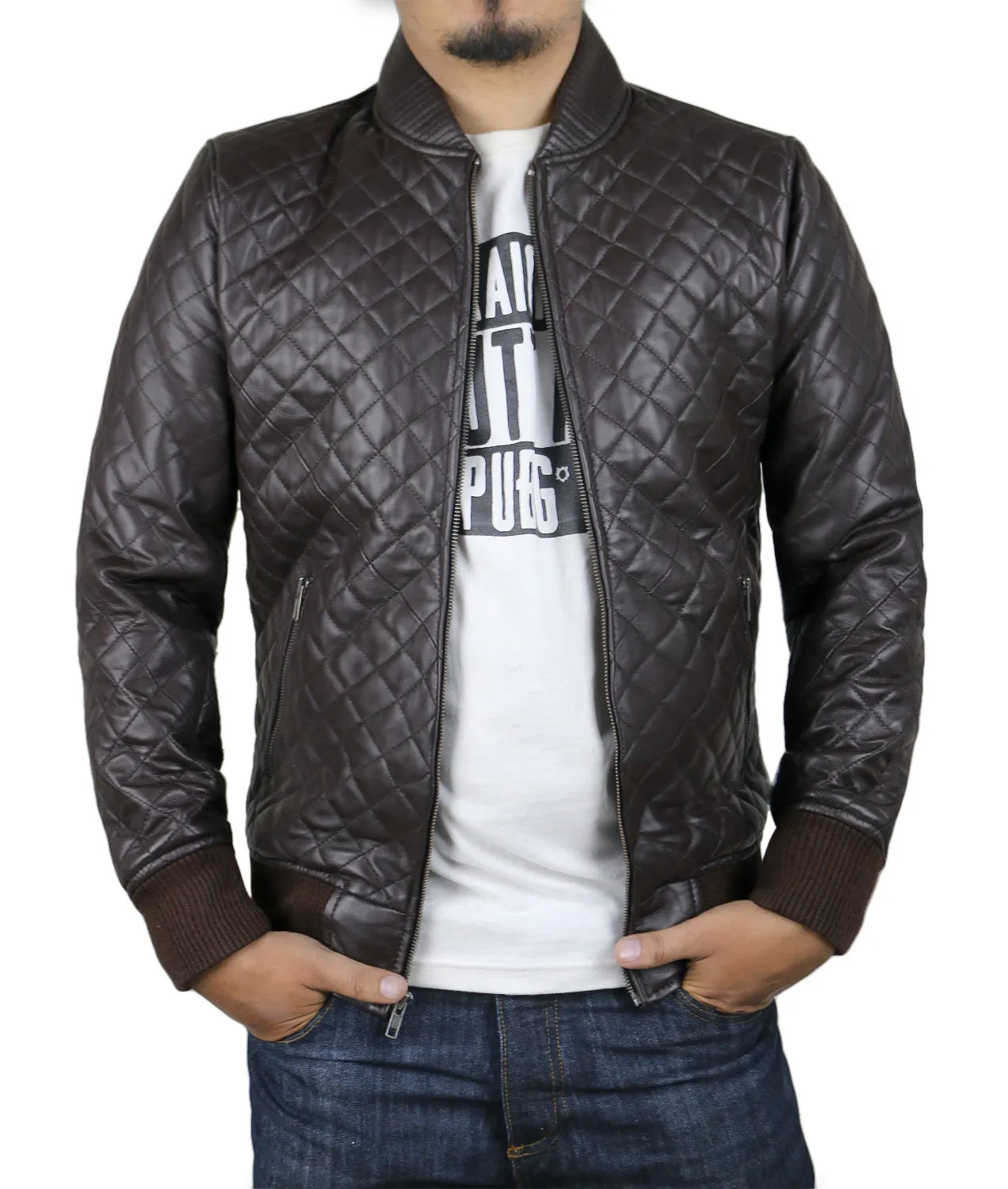 Leather Jackets Hub Mens Genuine Lambskin Leather Jacket (Black, Quilted Jacket) - 1801006