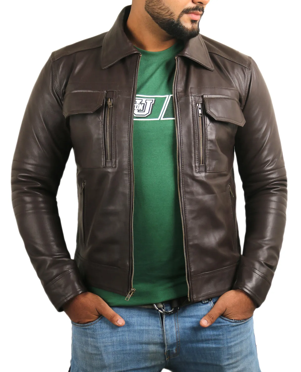 Leather Jackets Hub Mens Genuine Lambskin Leather Jacket (Black, Regal Jacket) - 1501483