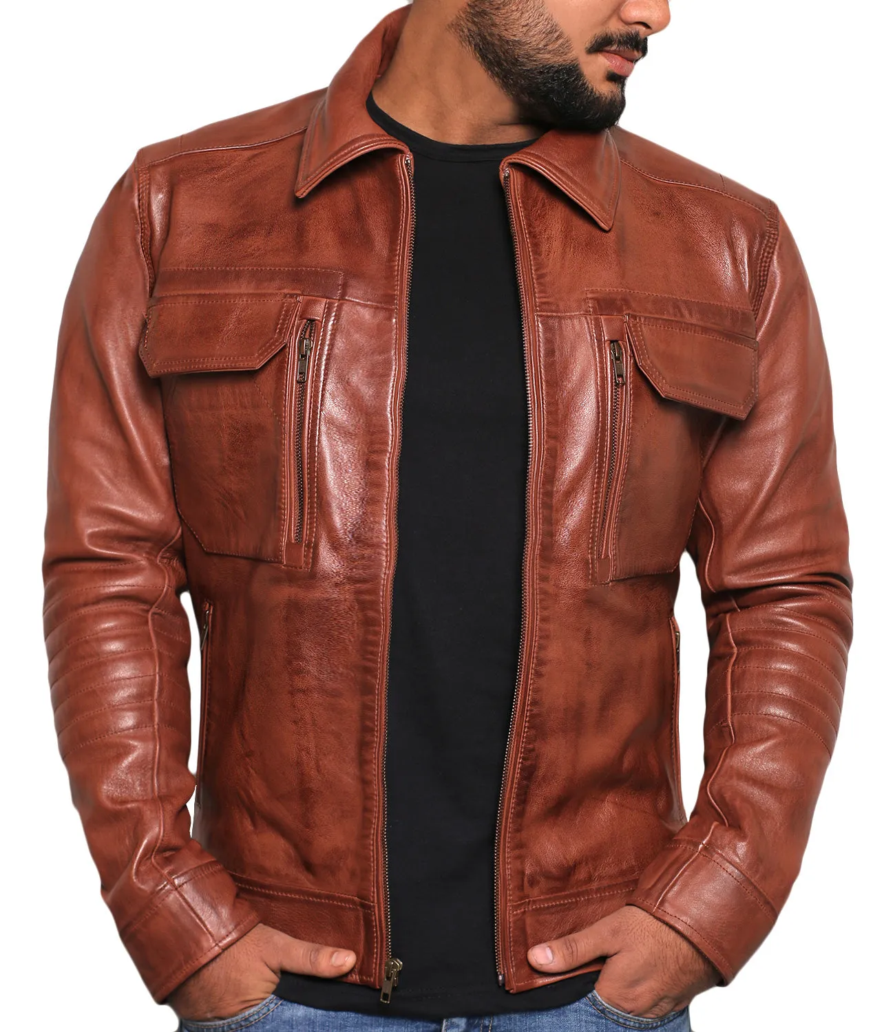 Leather Jackets Hub Mens Genuine Lambskin Leather Jacket (Black, Regal Jacket) - 1501483