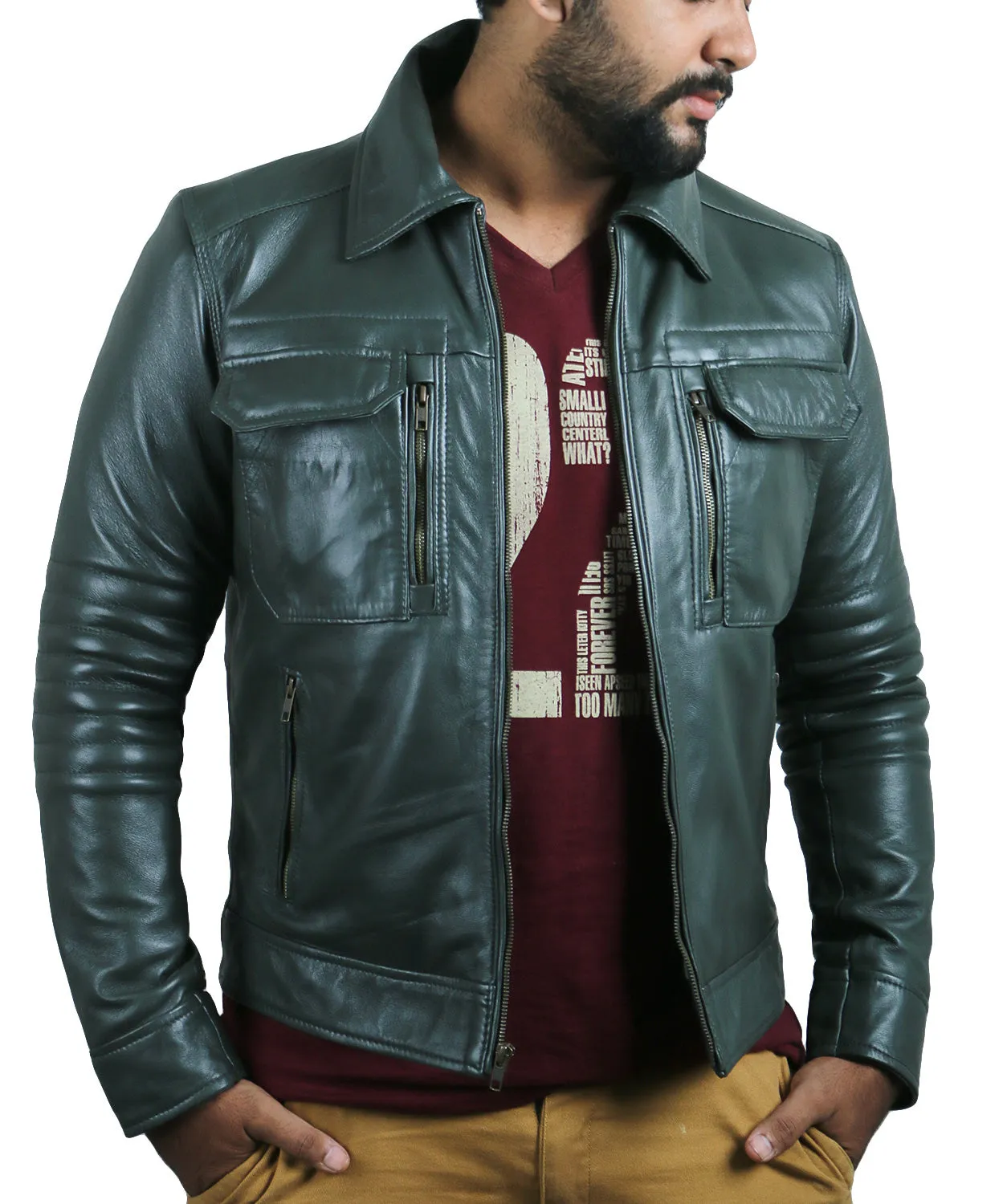 Leather Jackets Hub Mens Genuine Lambskin Leather Jacket (Black, Regal Jacket) - 1501483