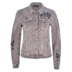 Leopard Print Sequin Denim Jacket