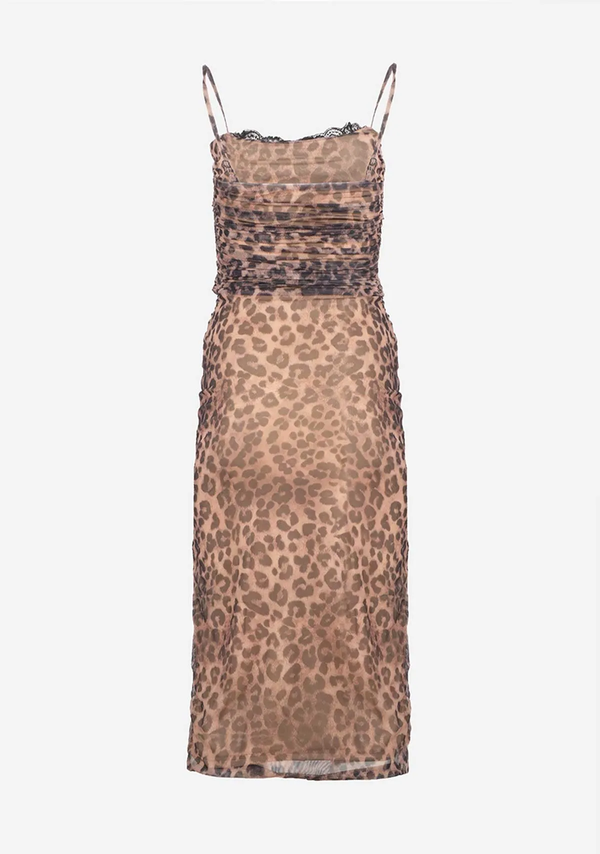 Leopard Printed Mesh Midi Dress