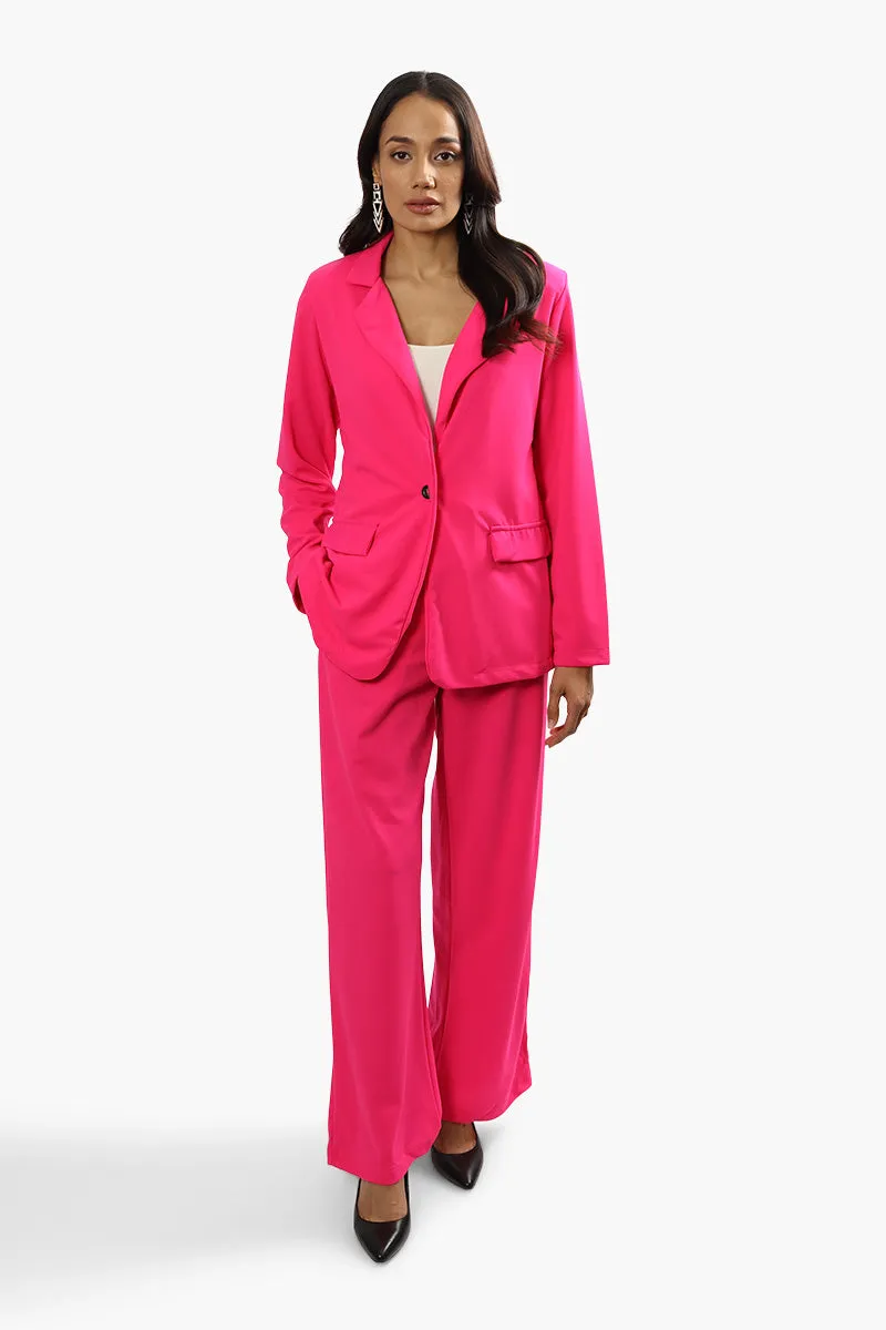 Limite Solid Single Button Blazer - Pink