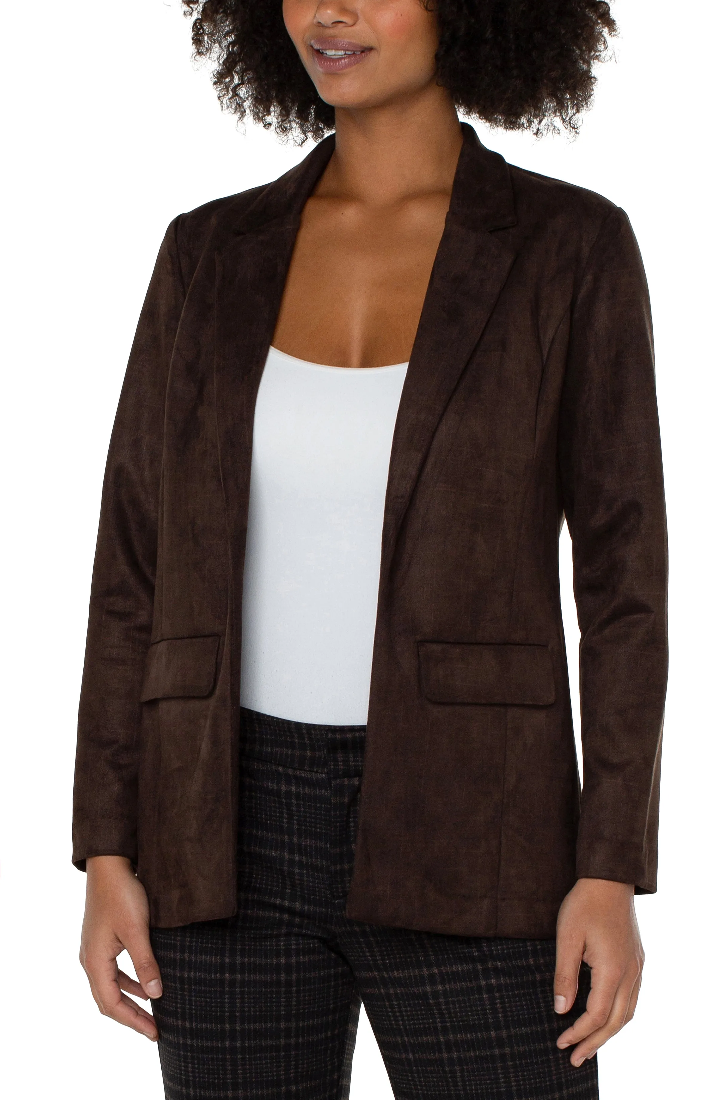 Liverpool Boyfriend Faux Suede Blazer (cedar brown broken geo)