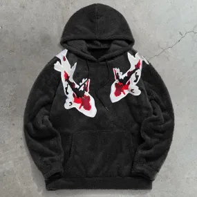 Lucky Fish Graphic Street Plush Hoodie