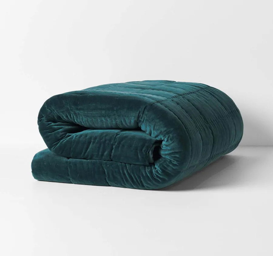 Luxury Velvet Coverlet Indian Teal