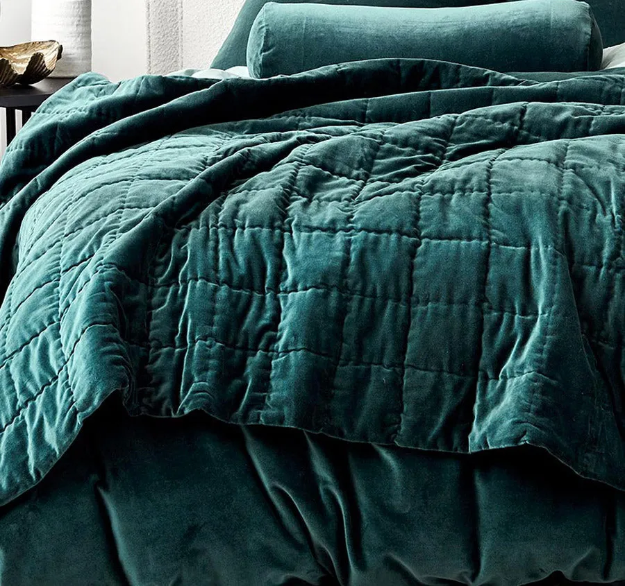 Luxury Velvet Coverlet Indian Teal