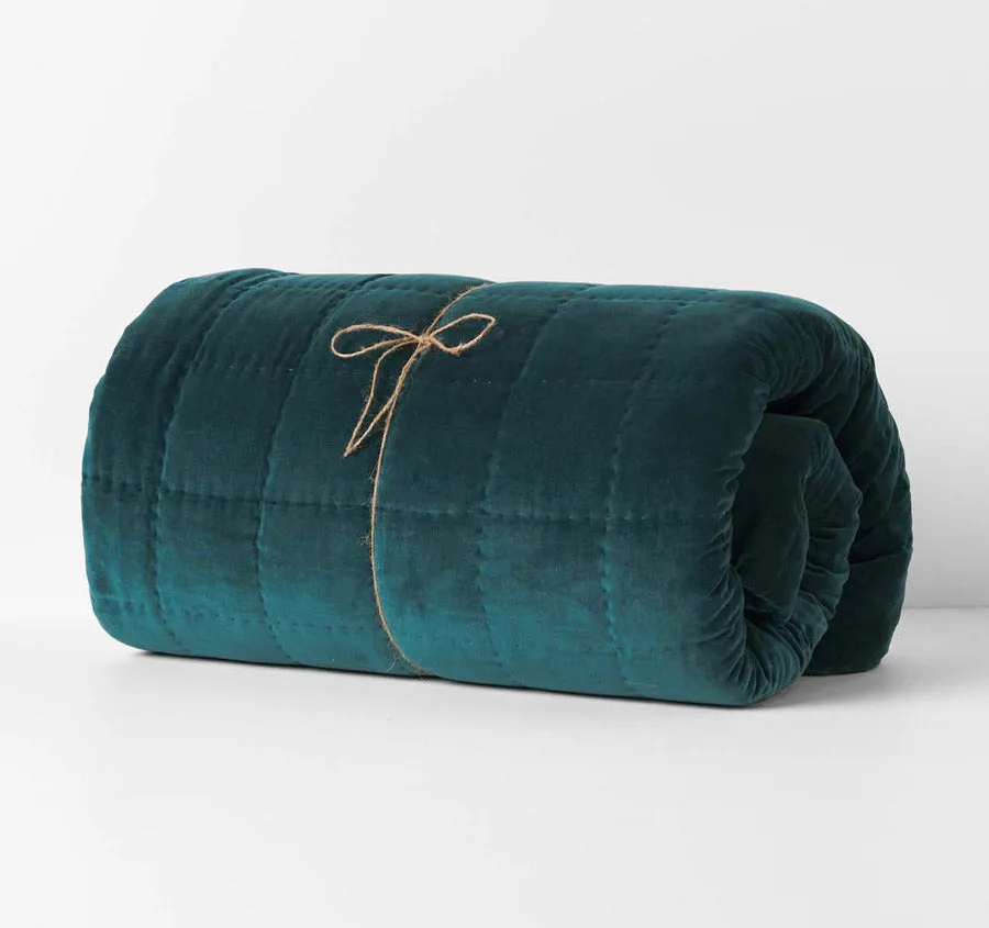 Luxury Velvet Coverlet Indian Teal