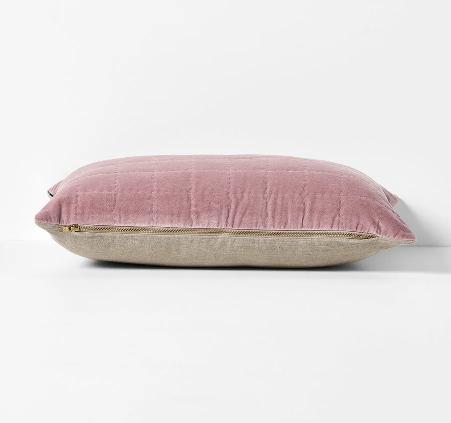 Luxury Velvet Quilted 40x60cm Filled Cushion Heather