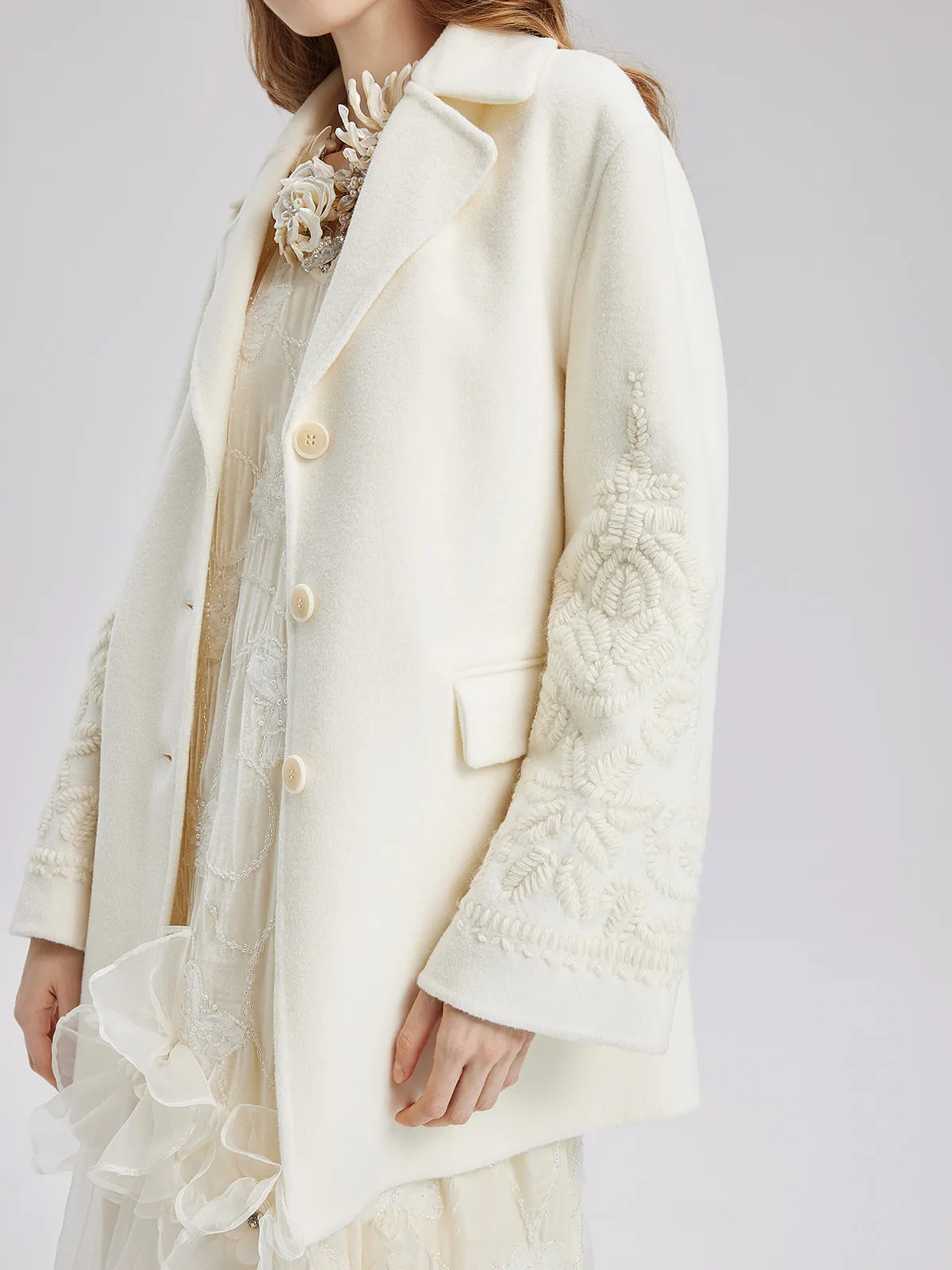 Luxury Wool Embroidered Coat