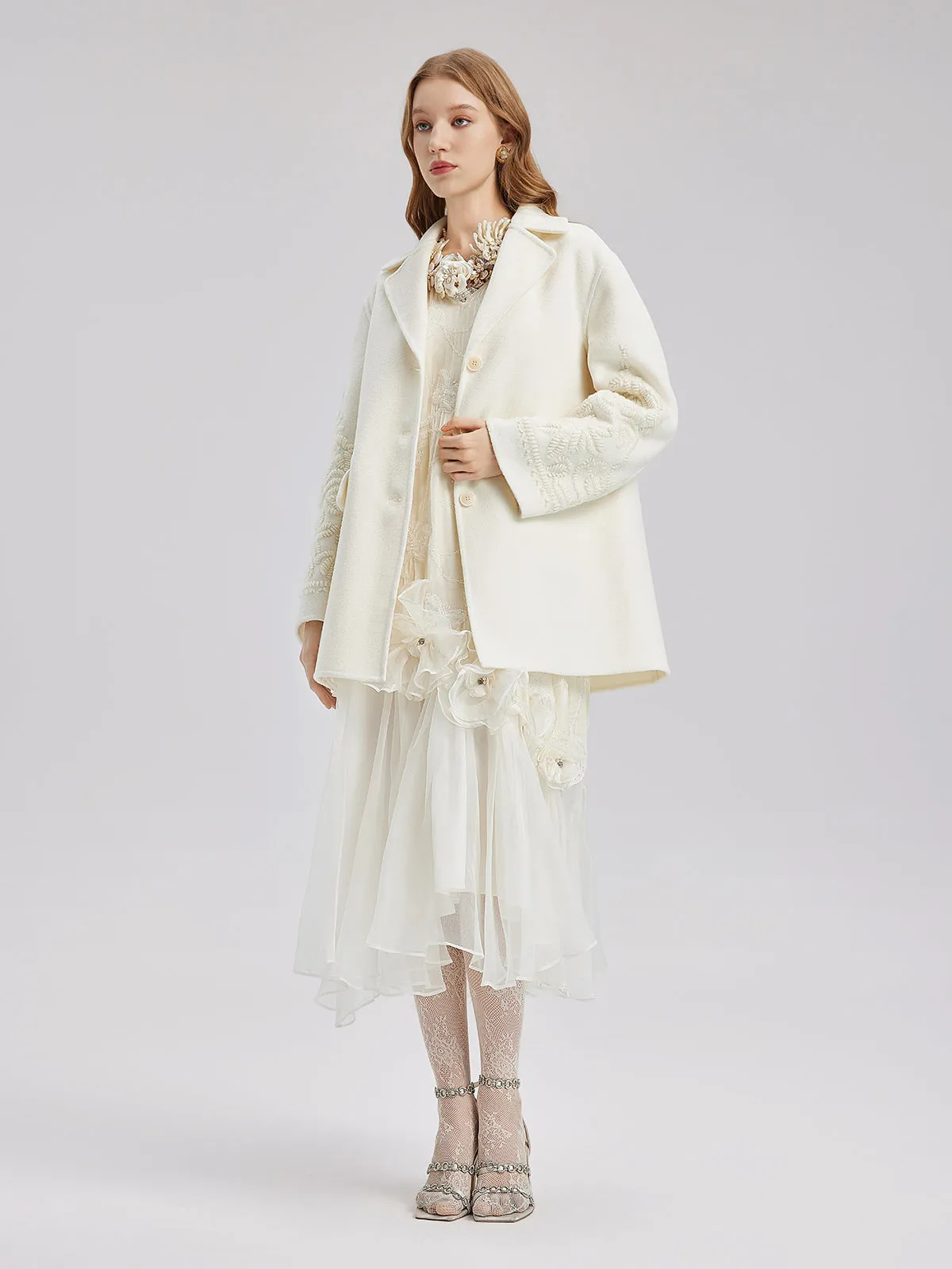 Luxury Wool Embroidered Coat