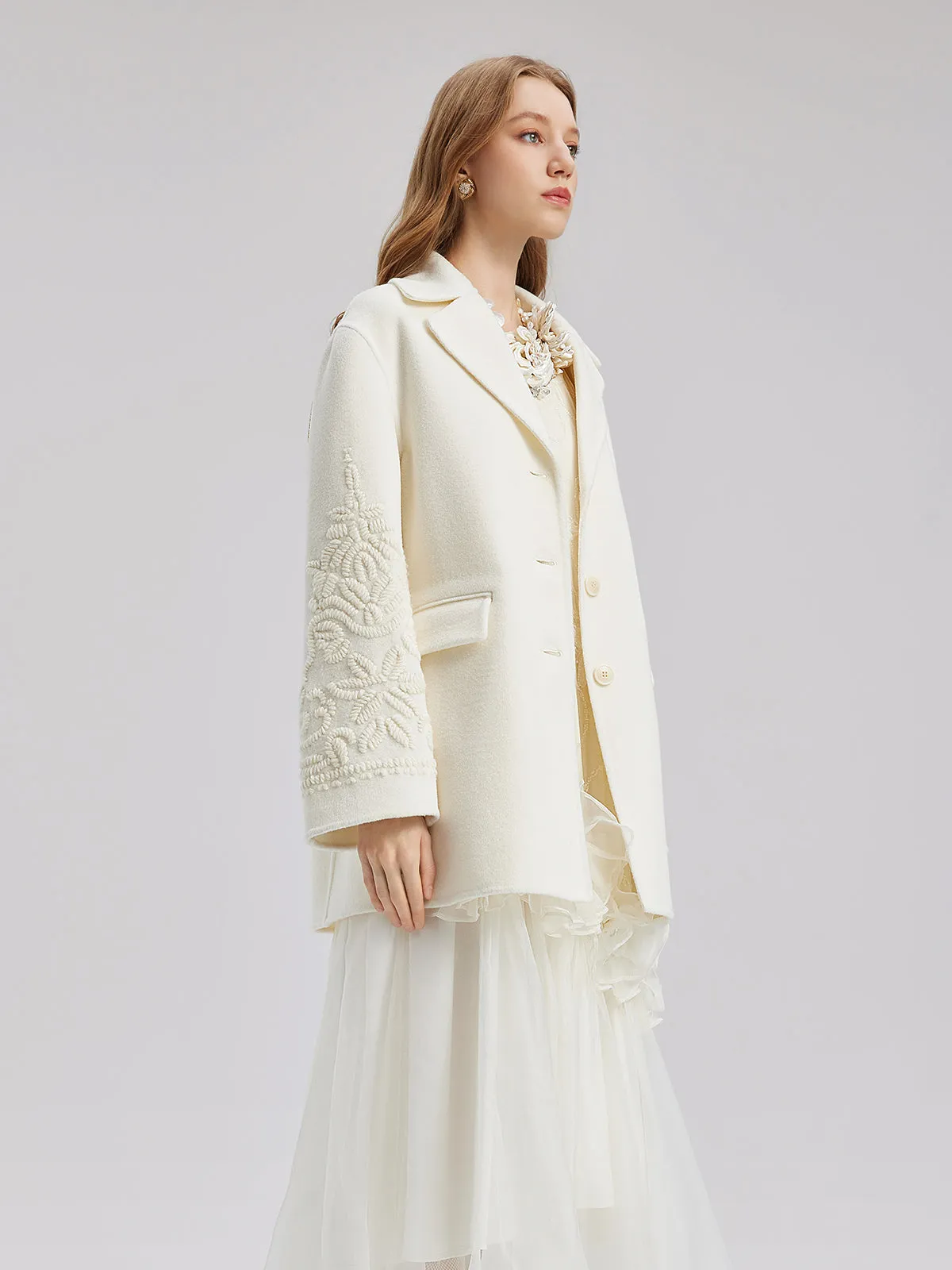 Luxury Wool Embroidered Coat