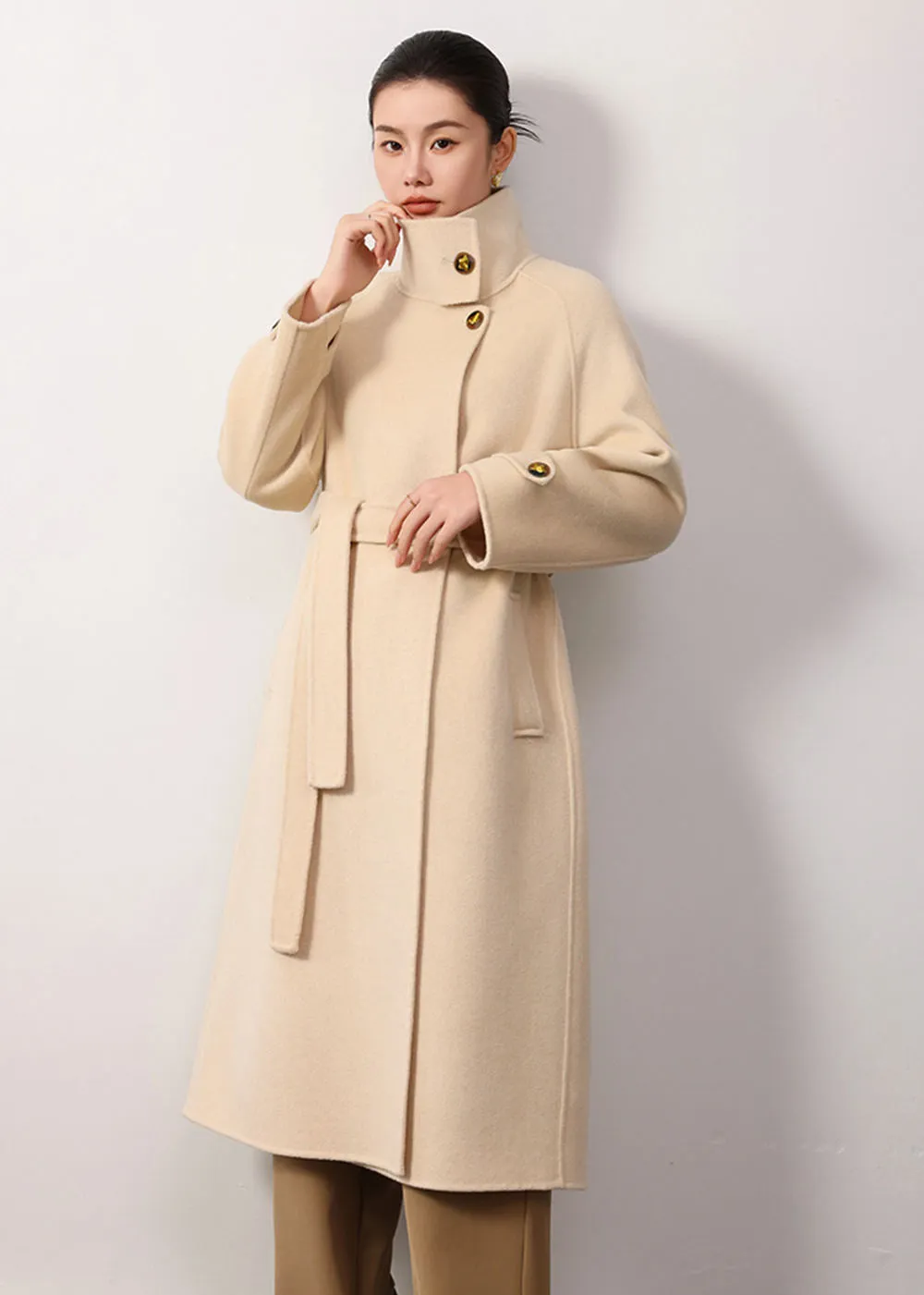 Maggie Stand Collar Double Face Wool Coat