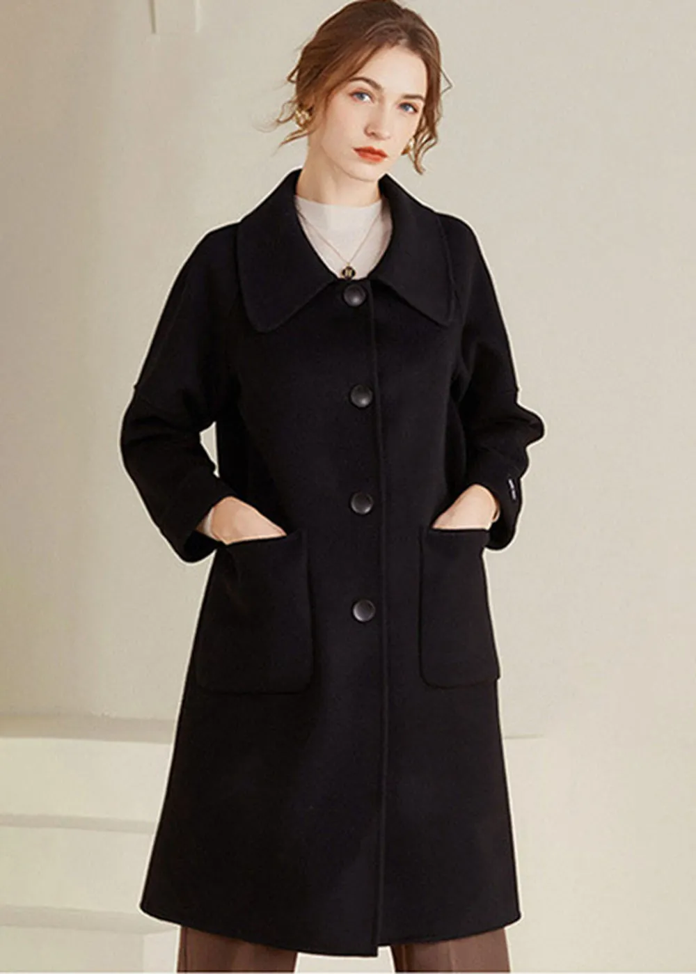 Margot Spread Collar Single Breasted Wool Coat