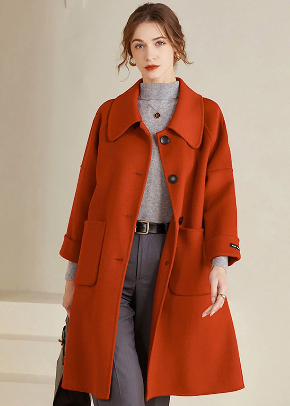 Margot Spread Collar Single Breasted Wool Coat