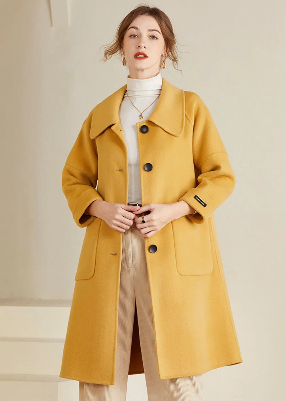 Margot Spread Collar Single Breasted Wool Coat