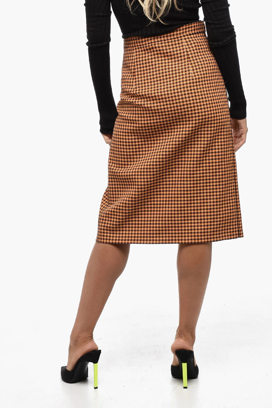 Marni Checkered Longuette Skirt With Side Slit