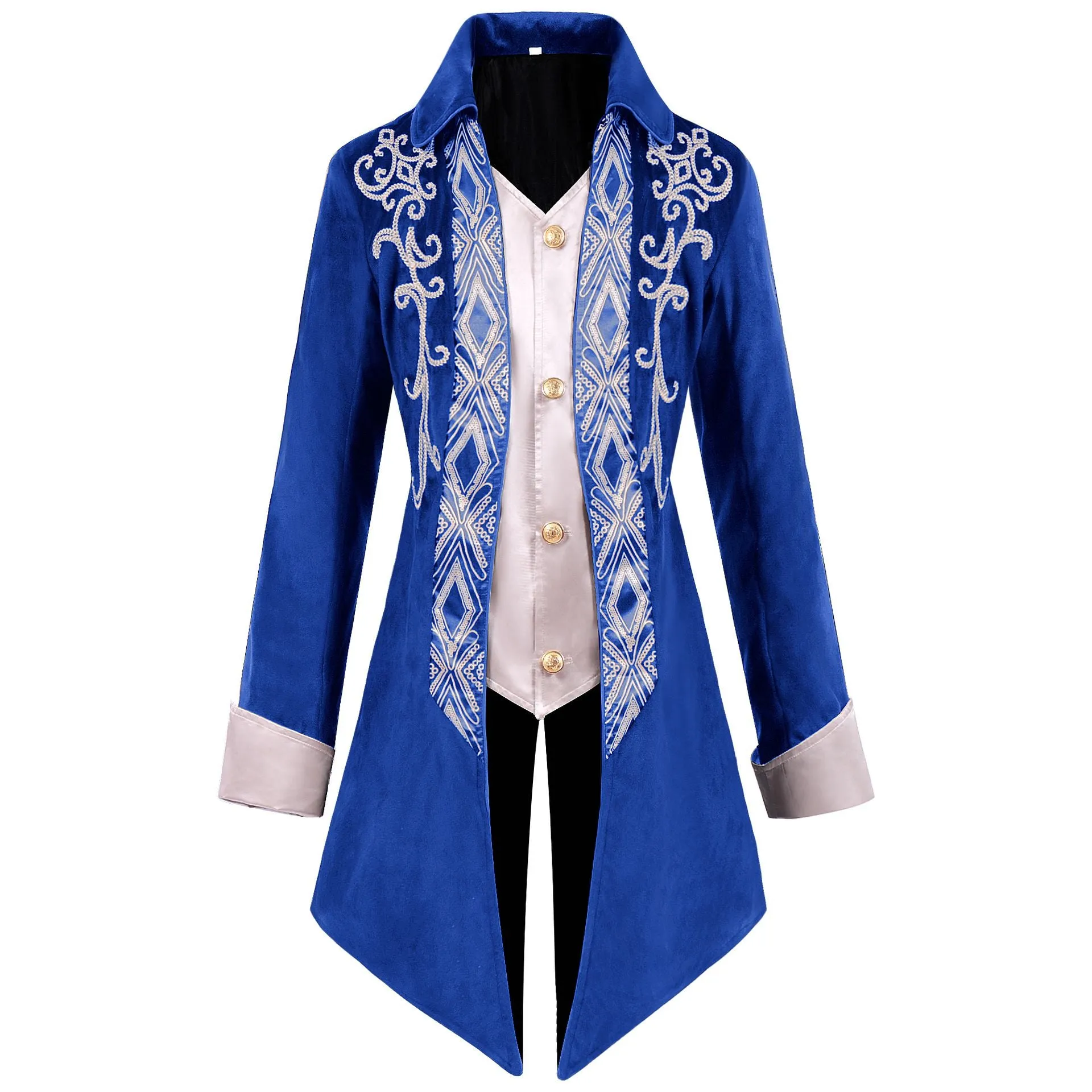 Men Costume Medieval Tailcoat Jacket Court Gothic Vintage Uniform