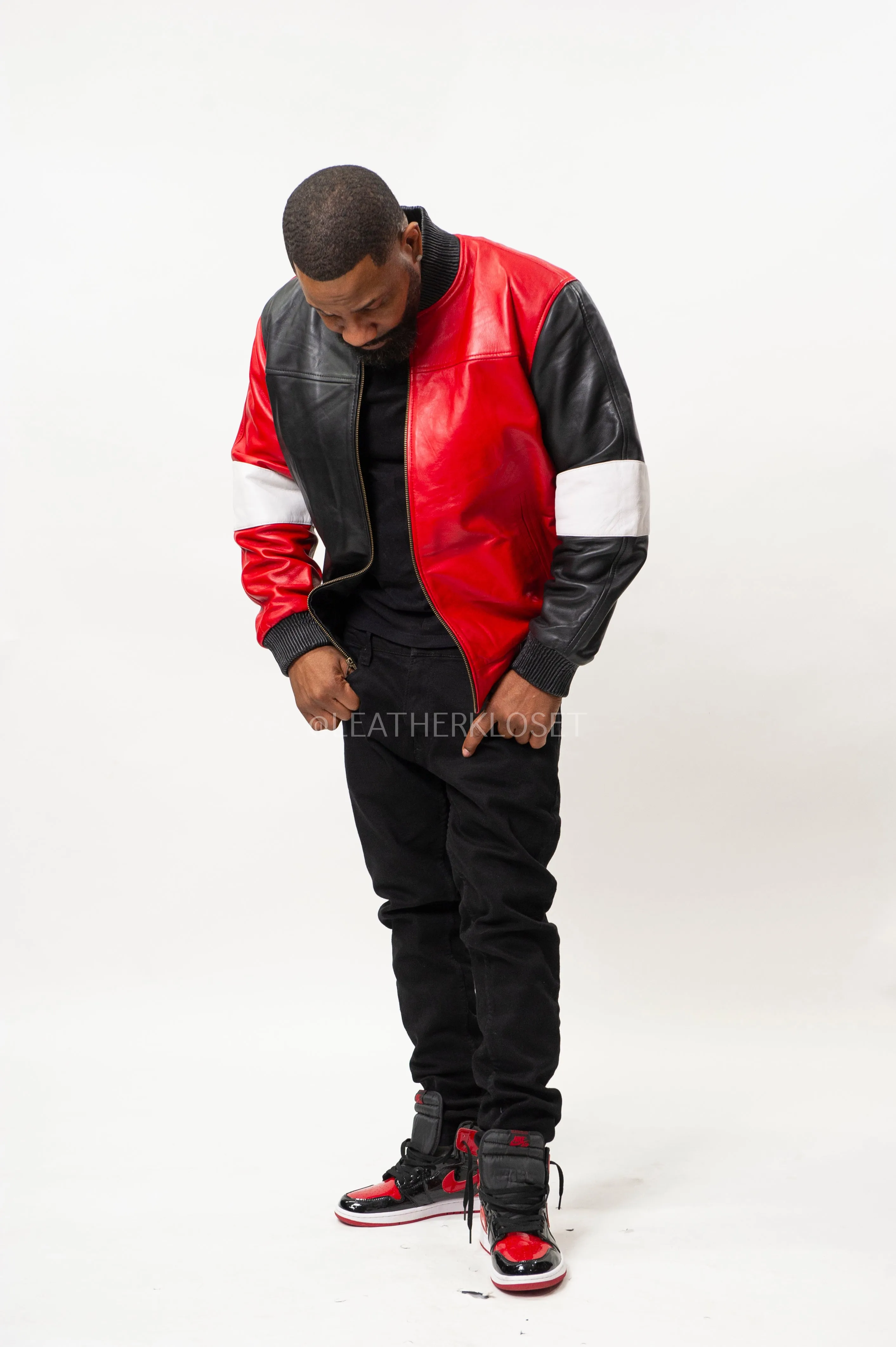 Men's Baseball Multi Color Jacket [Black/Red]