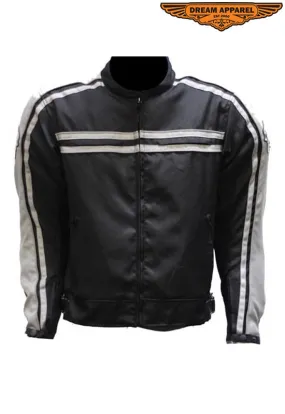 Men's Black Lightweight Textile Jacket W/ Gray Striped Design