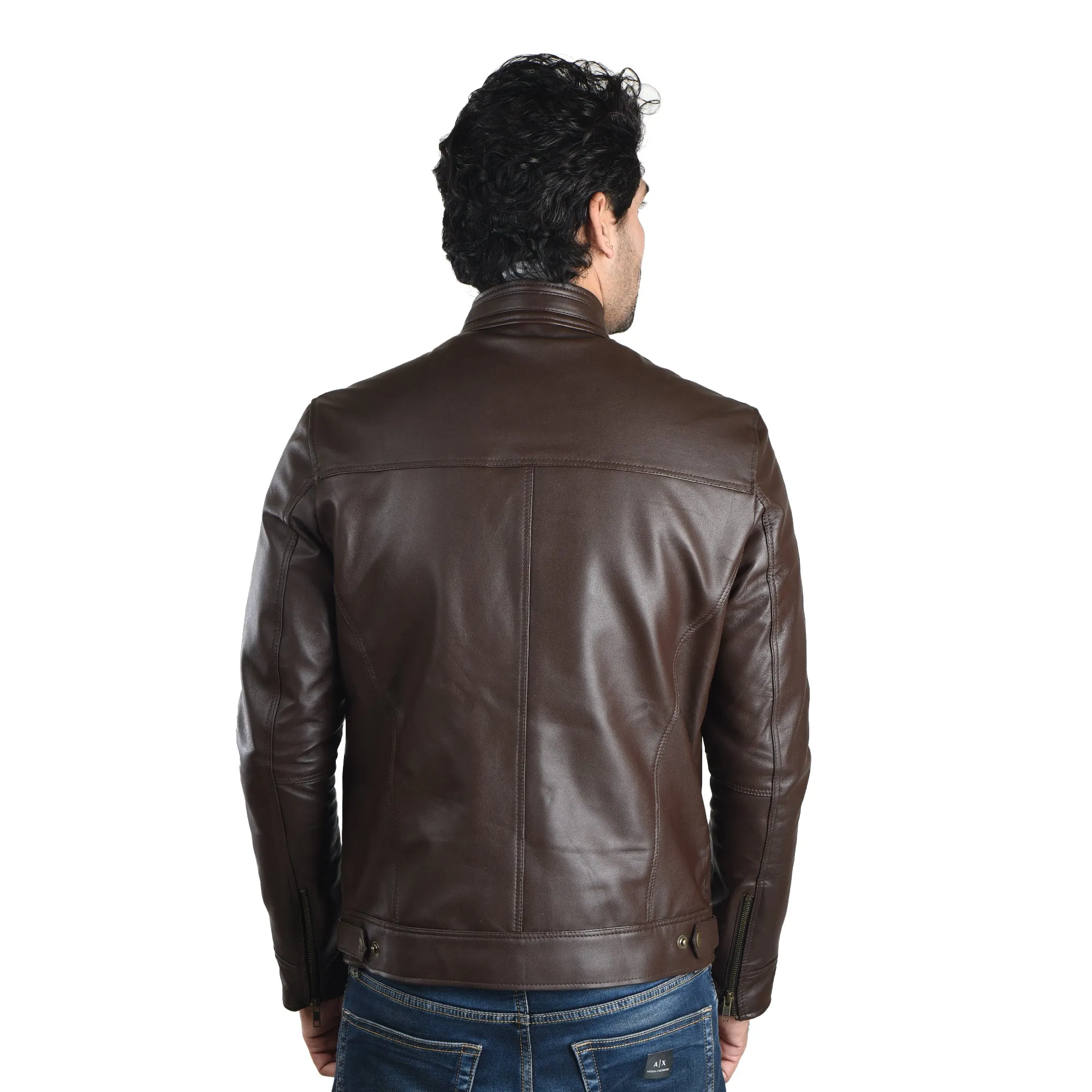 MENS LEATHER JACKET 41012 (BROWN)