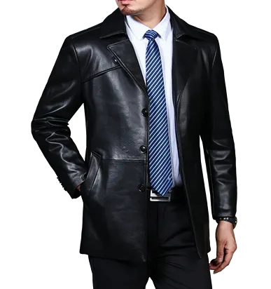 Mens Mateo Front Button Genuine Lambskin Leather Blazer