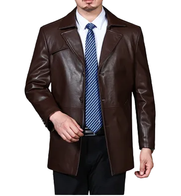 Mens Mateo Front Button Genuine Lambskin Leather Blazer