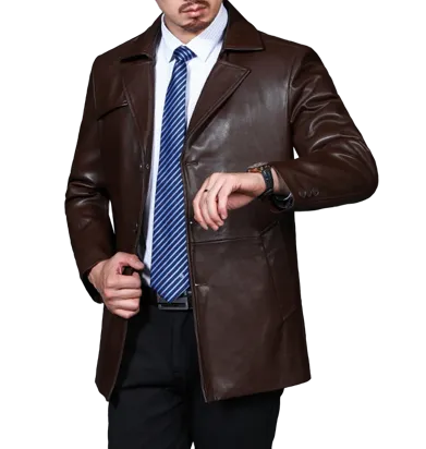 Mens Mateo Front Button Genuine Lambskin Leather Blazer