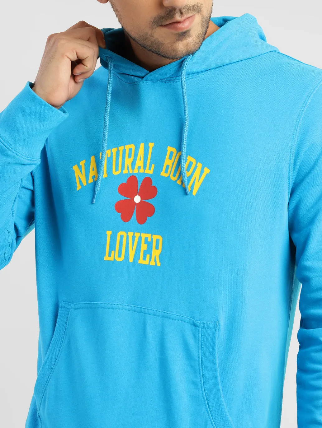 Men's Printed Hooded Sweatshirt Blue