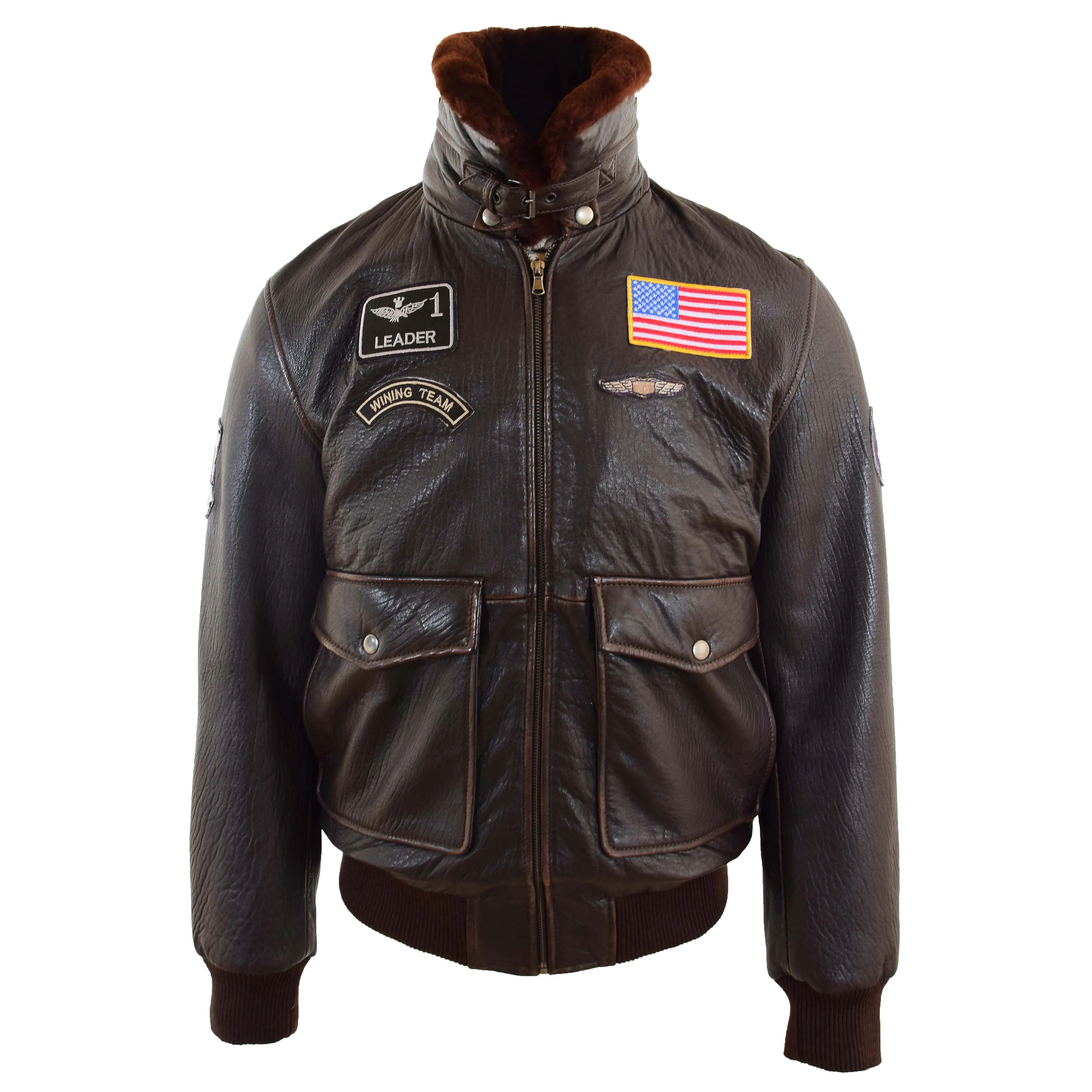 Mens Real Leather G-1 Style Rub Off Bomber Maverick Brown