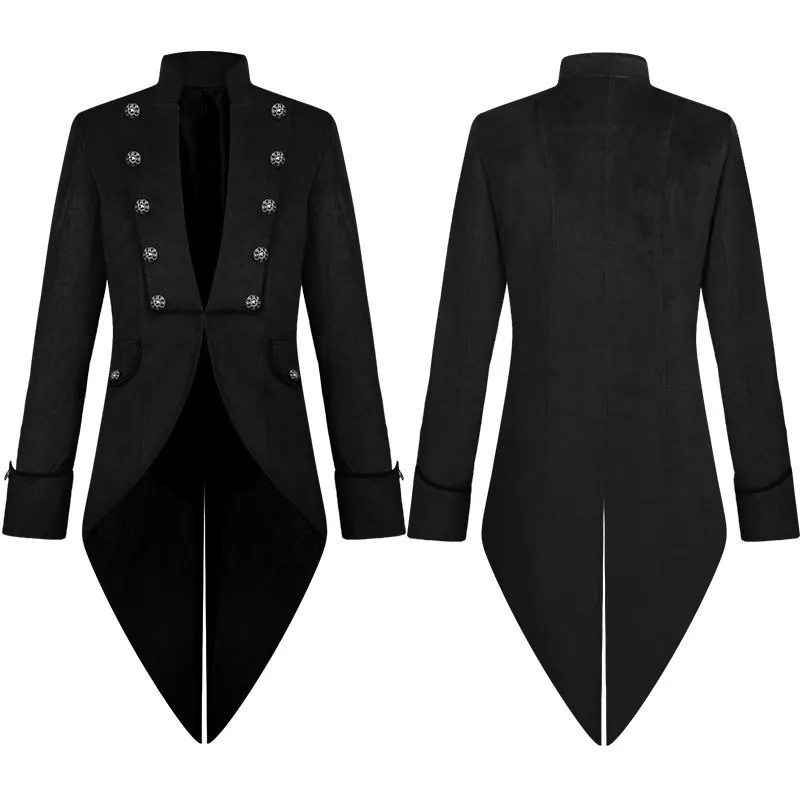 Men's Steampunk Vintage Tailcoat Jacket Gothic Victorian Frock Coat Uniform Halloween Costume